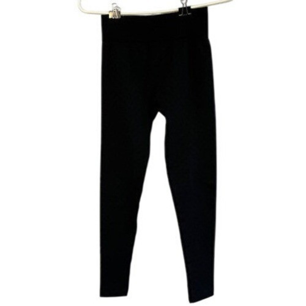 French Laundry High Waisted Leggings Athletic Yoga Pants Full Length Solid Black